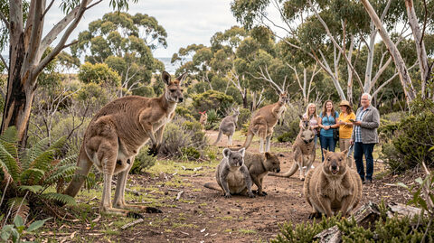 Wide view of coastal eucalypt bushland on the New South Wales South Coast in soft morning light